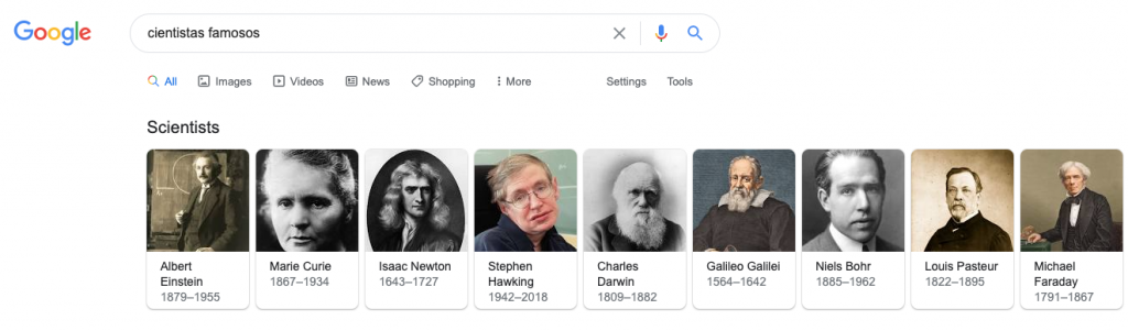 resultado do google para cientistas famosos